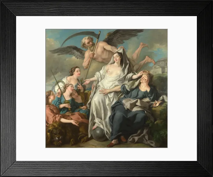 Framed Print : Time unveiling Truth, 1733. Artist: Troy, Jean-Francois de (1679-1752) Framed Print : Time unveiling Truth, 1733. Artist: Troy, Jean-Francois de (1679-1752)