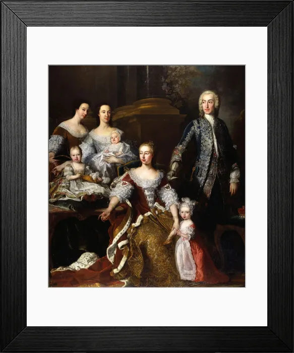 Framed Print : Augusta of Saxe-Gotha, Princess of Wales, with members of her family and household, 1739. Artist: Van Loo, Jean Baptiste (1684-1745) Framed Print : Augusta of Saxe-Gotha, Princess of Wales, with members of her family and household, 1739. Artist: Van Loo, Jean Baptiste (1684-1745)