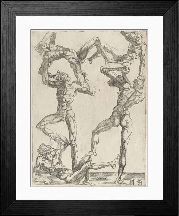 Framed Print : Pyramid of Five Men, ca 1543. Artist: Juste, Juste de (ca. 1505-ca. 1559) Framed Print : Pyramid of Five Men, ca 1543. Artist: Juste, Juste de (ca. 1505-ca. 1559)