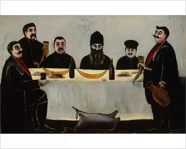 Six Princes (Feast), 1905-1907. Artist: Pirosmani, Niko (1862-1918)