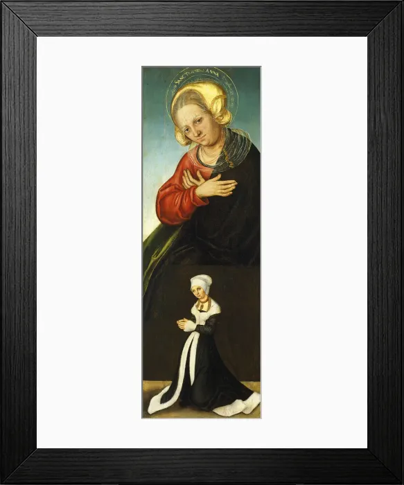 Framed Print : Saint Anne with the Duchess Barbara of Saxony as Donor, ca 1514. Artist: Cranach, Lucas, the Elder (1472-1553) Framed Print : Saint Anne with the Duchess Barbara of Saxony as Donor, ca 1514. Artist: Cranach, Lucas, the Elder (1472-1553)