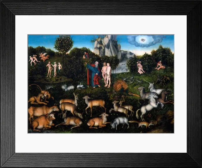 Framed Print : The Garden of Eden, 1530. Artist: Cranach, Lucas, the Elder (1472-1553) Framed Print : The Garden of Eden, 1530. Artist: Cranach, Lucas, the Elder (1472-1553)