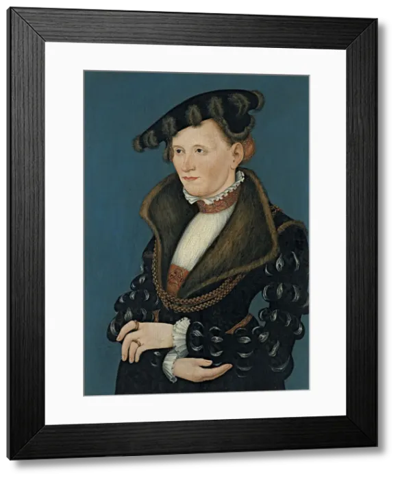Framed Print : Portrait of a Woman, 1539. Artist: Cranach, Lucas, the Younger (1515-1586) Framed Print : Portrait of a Woman, 1539. Artist: Cranach, Lucas, the Younger (1515-1586)