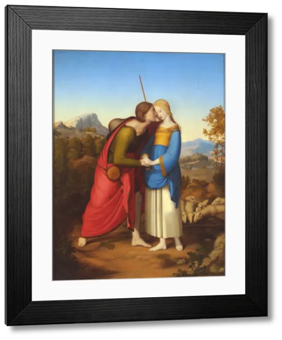 Framed Print : Jacob Meeting Rachel at the Well, c. 1826. Artist: Drager, Anton Josef (1794-1833) Framed Print : Jacob Meeting Rachel at the Well, c. 1826. Artist: Drager, Anton Josef (1794-1833)