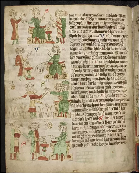 Feudal Law. Fom the Heidelberg Sachsenspiegel, 14th century. Artist: Eike von Repgow (1180  /  90-after 1233)