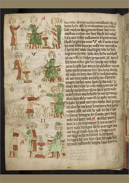 Feudal Law. Fom the Heidelberg Sachsenspiegel, 14th century. Artist: Eike von Repgow (1180  /  90-after 1233)