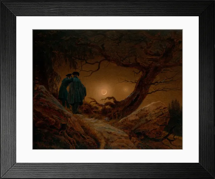 Framed Print : Two Men Contemplating the Moon, ca 1820. Artist: Friedrich, Caspar David (1774-1840)