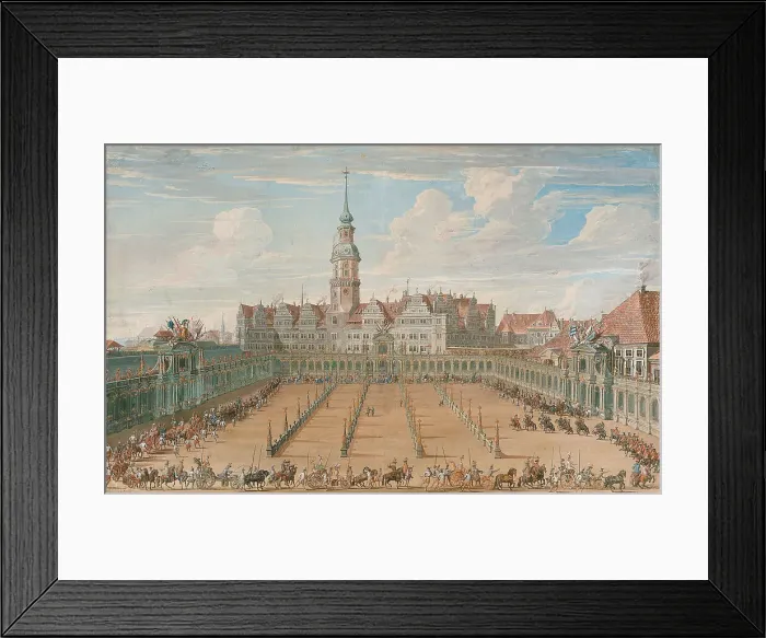 Framed Print : Parade of the Ladies Ring Races on Juny 6, 1709 in Dresden, 1710. Artist: Fritzsche, C. H. (active 18th century) Framed Print : Parade of the Ladies Ring Races on Juny 6, 1709 in Dresden, 1710. Artist: Fritzsche, C. H. (active 18th century)