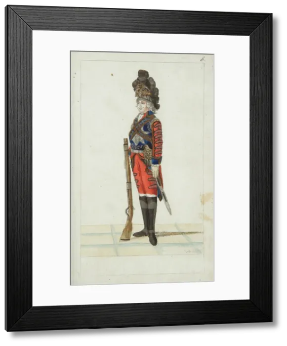 Framed Print : Officer of the Life Guards Cavalry Regiment, 1793. Artist: Geissler, Christian Gottfried Heinrich (1770-1844) Framed Print : Officer of the Life Guards Cavalry Regiment, 1793. Artist: Geissler, Christian Gottfried Heinrich (1770-1844)