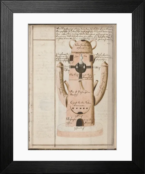 Framed Print : Alchemical notebook, c. 1620. Artist: Grasshoff (Grasshof), Johann (1560-1623) Framed Print : Alchemical notebook, c. 1620. Artist: Grasshoff (Grasshof), Johann (1560-1623)