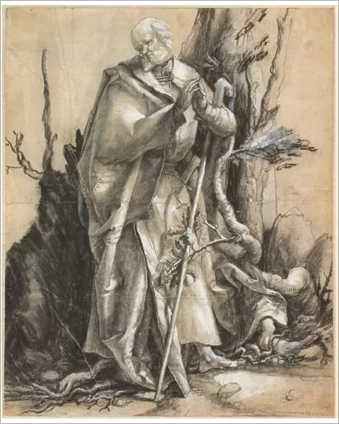 Bearded Saint with walking stick, c. 1516. Artist: Grunewald, Matthias (ca 1470-1528)
