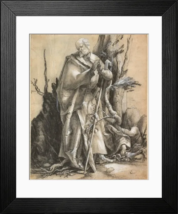 Framed Print : Bearded Saint with walking stick, c. 1516. Artist: Grunewald, Matthias (ca 1470-1528) Framed Print : Bearded Saint with walking stick, c. 1516. Artist: Grunewald, Matthias (ca 1470-1528)