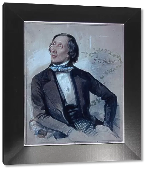 Hans Christian Andersen, 1845. Artist: Hartmann, Carl (1818-1857)