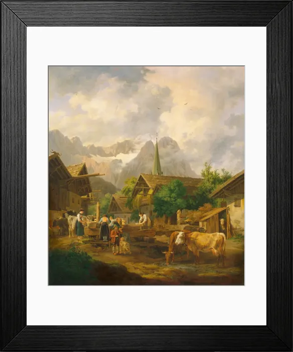 Framed Print : Morning in Partenkirchen, 1819. Artist: Hess, Peter von (1792?1871) Framed Print : Morning in Partenkirchen, 1819. Artist: Hess, Peter von (1792?1871)