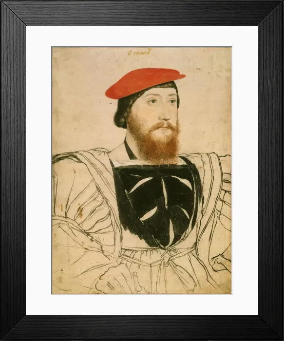 Framed Print : Portrait of James Butler, 9th Earl of Ormond, ca 1537. Artist: Holbein, Hans, the Younger (1497-1543) Framed Print : Portrait of James Butler, 9th Earl of Ormond, ca 1537. Artist: Holbein, Hans, the Younger (1497-1543)