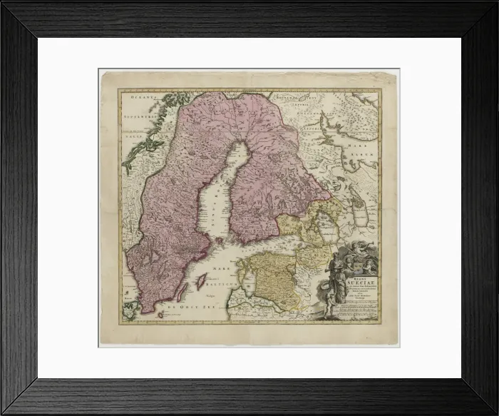 Framed Print : Regni Sueciae, ca 1730. Artist: Homann, Johann Baptist (1663-1724) Framed Print : Regni Sueciae, ca 1730. Artist: Homann, Johann Baptist (1663-1724)