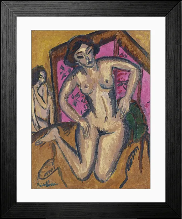 Framed Print : Kneeling Nude in front of Red Screen, ca 1911-1912. Artist: Kirchner, Ernst Ludwig (1880-1938) Framed Print : Kneeling Nude in front of Red Screen, ca 1911-1912. Artist: Kirchner, Ernst Ludwig (1880-1938)