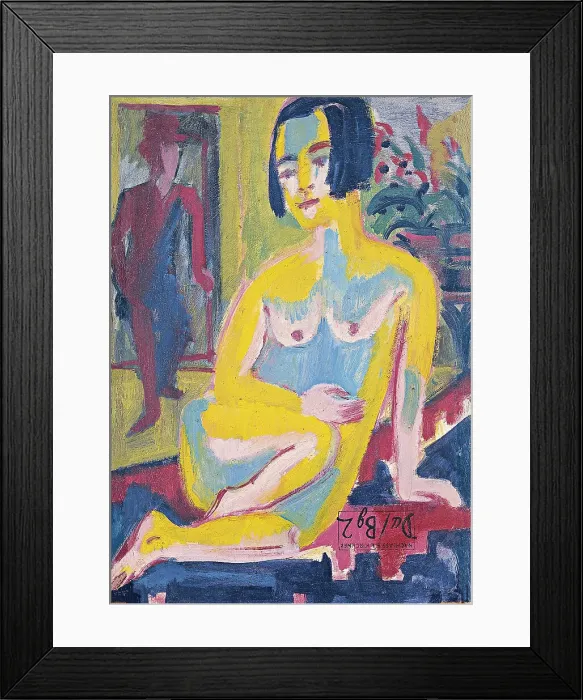 Framed Print : Seated Female Nude. Study, ca 1921-1923. Artist: Kirchner, Ernst Ludwig (1880-1938) Framed Print : Seated Female Nude. Study, ca 1921-1923. Artist: Kirchner, Ernst Ludwig (1880-1938)