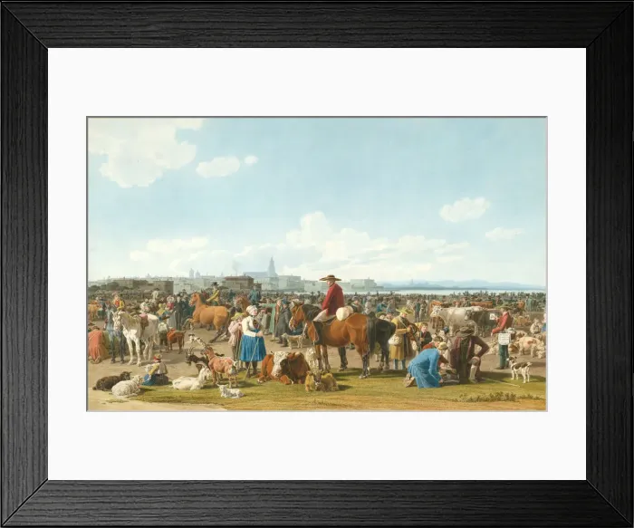 Framed Print : Cattle Market near Genua, 1820. Artist: Kobell, Wilhelm, Ritter von (1766-1853) Framed Print : Cattle Market near Genua, 1820. Artist: Kobell, Wilhelm, Ritter von (1766-1853)