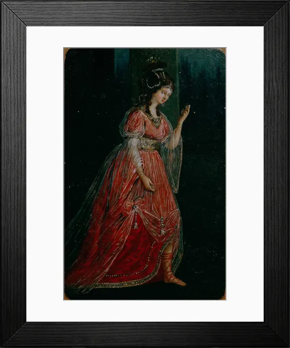 Framed Print : Costume design for the Serf Theatre of Sheremetev, 1785. Artist: Kuerzinger (Kirzinger), Marianna (1770-1809) Framed Print : Costume design for the Serf Theatre of Sheremetev, 1785. Artist: Kuerzinger (Kirzinger), Marianna (1770-1809)