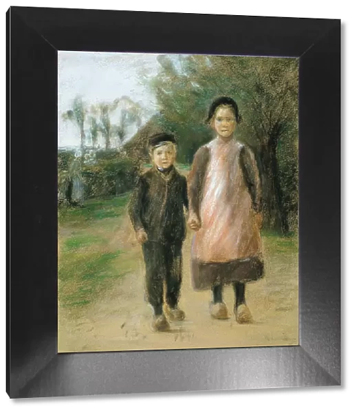 Boy and Girl on a Village Street, ca 1897. Artist: Liebermann, Max (1847-1935)