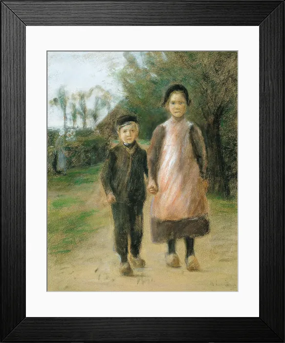 Framed Print : Boy and Girl on a Village Street, ca 1897. Artist: Liebermann, Max (1847-1935) Framed Print : Boy and Girl on a Village Street, ca 1897. Artist: Liebermann, Max (1847-1935)