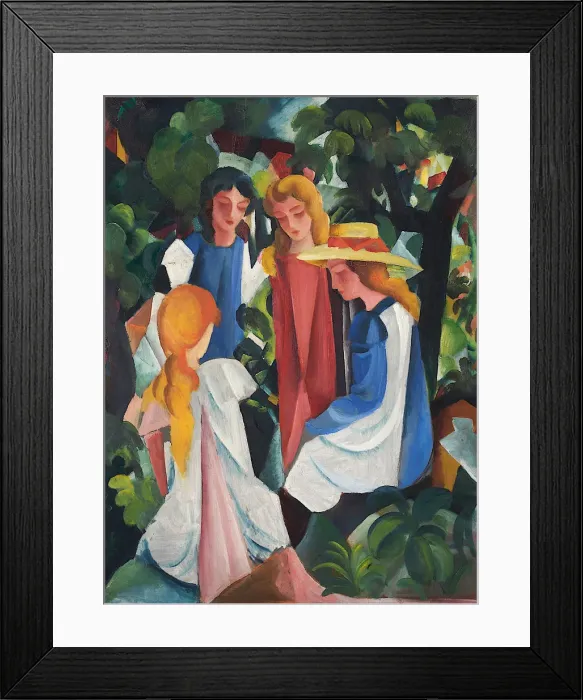 Framed Print : Four Girls, 1912-1913. Artist: Macke, August (1887-1914) Framed Print : Four Girls, 1912-1913. Artist: Macke, August (1887-1914)