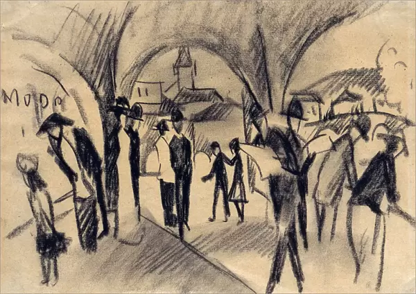 Scene Under the Arcades in Thun, 1913. Artist: Macke, August (1887-1914)