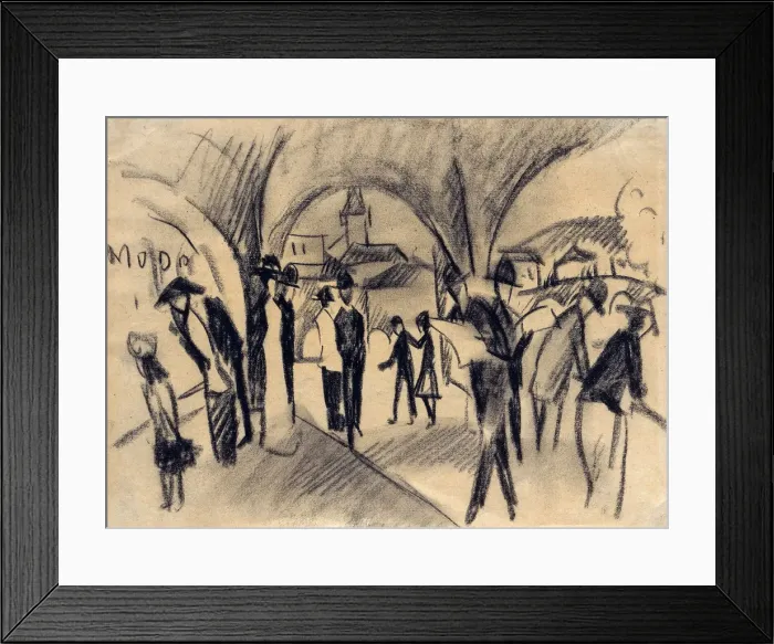 Framed Print : Scene Under the Arcades in Thun, 1913. Artist: Macke, August (1887-1914) Framed Print : Scene Under the Arcades in Thun, 1913. Artist: Macke, August (1887-1914)
