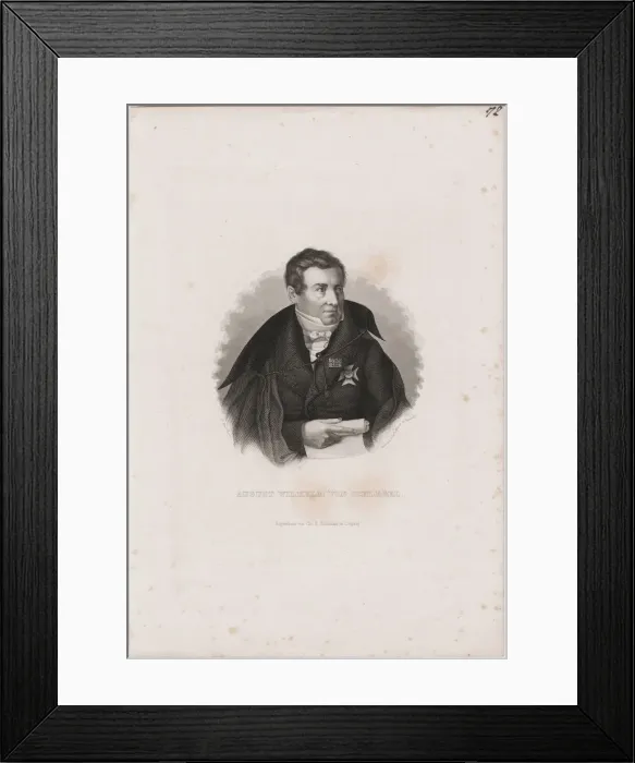 Framed Print : August Wilhelm von Schlegel (1767-1845). Artist: Mayer, Carl (1798-1868) Framed Print : August Wilhelm von Schlegel (1767-1845). Artist: Mayer, Carl (1798-1868)