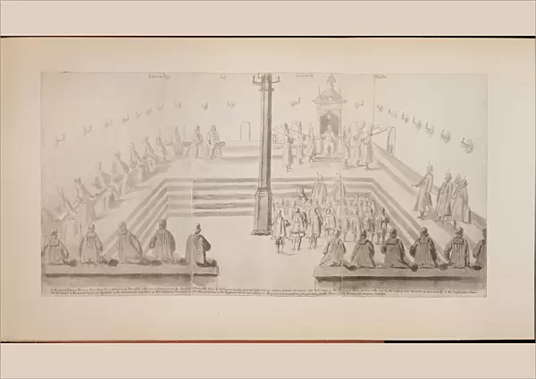 A scene at the royal court of Tsar Alexis Mikhailovich (Illustration from the Meierbergs Album), 1662. Artist: Meierberg, Augustin, von (1612?1688)