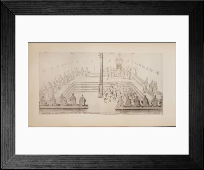 Framed Print : A scene at the royal court of Tsar Alexis Mikhailovich (Illustration from the Meierbergs Album), 1662. Artist: Meierberg, Augustin, von (1612?1688) Framed Print : A scene at the royal court of Tsar Alexis Mikhailovich (Illustration from the Meierbergs Album), 1662. Artist: Meierberg, Augustin, von (1612?1688)