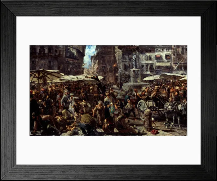 Framed Print : Piazza d?Erbe in Verona, 1884. Artist: Menzel, Adolph Friedrich, von (1815-1905) Framed Print : Piazza d?Erbe in Verona, 1884. Artist: Menzel, Adolph Friedrich, von (1815-1905)
