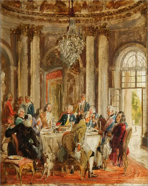 The Round Table of Frederick II at Sanssouci (sketch), 1848. Artist: Menzel, Adolph Friedrich, von (1815-1905)