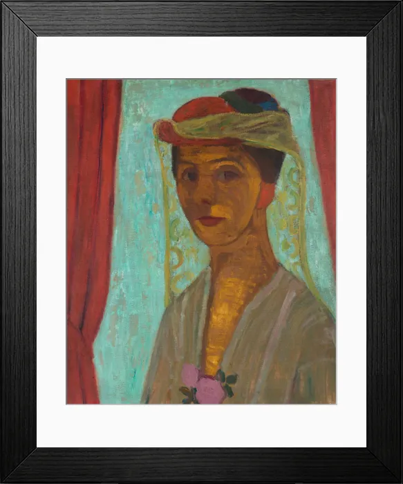 Framed Print : Self-portrait with hat and veil, 1906-1907. Artist: Modersohn-Becker, Paula (1876-1907) Framed Print : Self-portrait with hat and veil, 1906-1907. Artist: Modersohn-Becker, Paula (1876-1907)