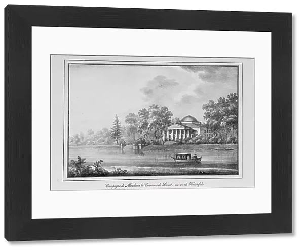 Summer House of Countess de Laval on the Aptekarsky Island (Series Views of Saint Petersburg), 1820s. Artist: Pluchart, Alexander (1777-1827)