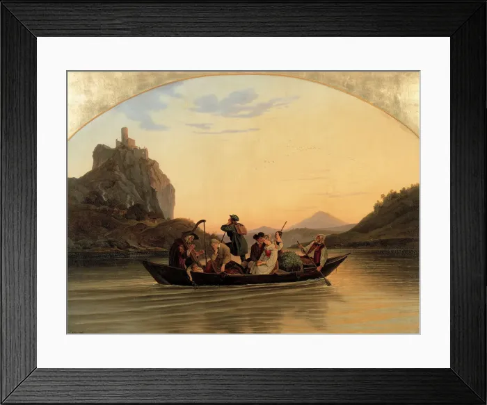 Framed Print : Crossing at Schreckenstein, 1837. Artist: Richter, Adrian Ludwig (1803-1884) Framed Print : Crossing at Schreckenstein, 1837. Artist: Richter, Adrian Ludwig (1803-1884)