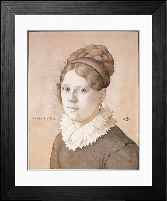 Framed Print : Portrait of Henriette Schnorr von Carolsfeld, 1817. Artist: Schnorr von Carolsfeld, Julius (1794-1872) Framed Print : Portrait of Henriette Schnorr von Carolsfeld, 1817. Artist: Schnorr von Carolsfeld, Julius (1794-1872)