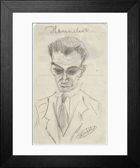 Framed Print : Portrait of Walter Hasenclever (1890-1940), Early 1930s. Artist: Werfel, Franz (1890-1945) Framed Print : Portrait of Walter Hasenclever (1890-1940), Early 1930s. Artist: Werfel, Franz (1890-1945)