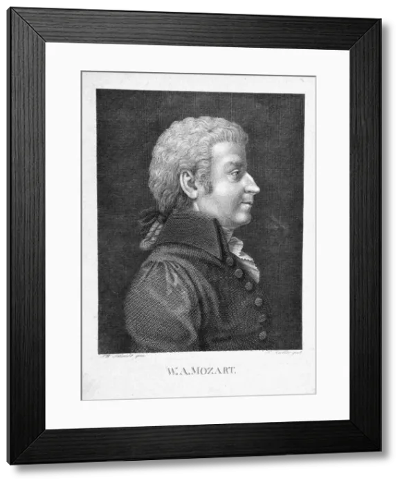 Framed Print : Wolfgang Amadeus Mozart, ca 1825. Artist: Schmidt, J. W. (active 19th century)