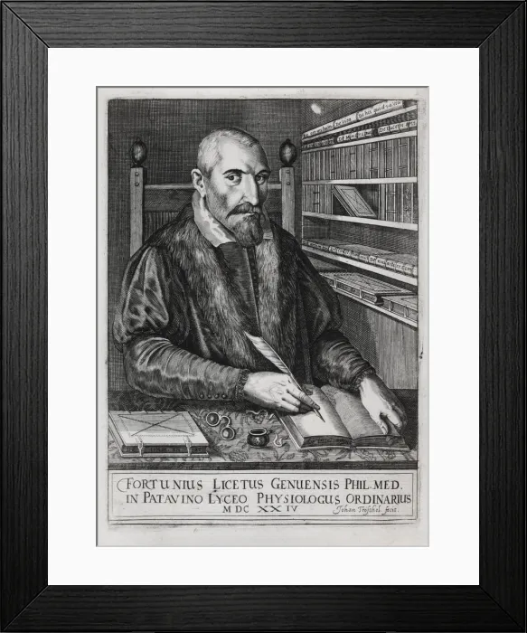 Framed Print : Portrait of Fortunio Liceti (1577?1657). Artist: Troschel, Johann (Hans), the Younger (1585-1628) Framed Print : Portrait of Fortunio Liceti (1577?1657). Artist: Troschel, Johann (Hans), the Younger (1585-1628)
