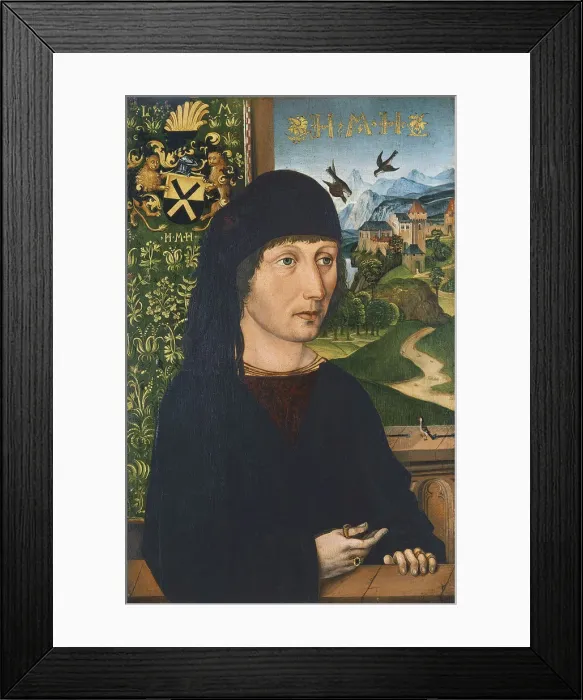 Framed Print : Portrait of Levinus Memminger, ca 1485. Artist: Wolgemut, Michael (1434-1519) Framed Print : Portrait of Levinus Memminger, ca 1485. Artist: Wolgemut, Michael (1434-1519)