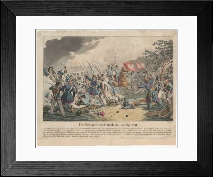 Framed Print : The Battle of Ostroleka on 26 May 1831. Artist: Wunder, Georg Benedikt (1786-1858) Framed Print : The Battle of Ostroleka on 26 May 1831. Artist: Wunder, Georg Benedikt (1786-1858)