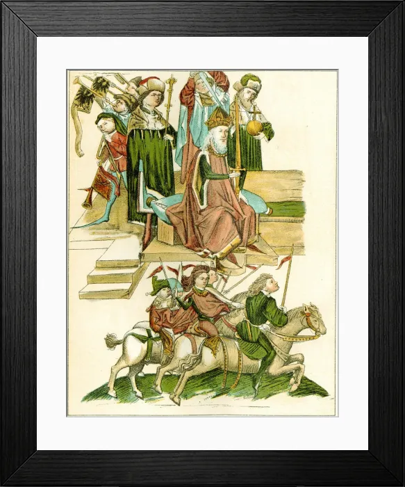 Framed Print : Frederick I receives Brandenburg (Copy of an Illustration from the Richentals illustrated chronicle), c. 1440. Artist: Anonymous Framed Print : Frederick I receives Brandenburg (Copy of an Illustration from the Richentals illustrated chronicle), c. 1440. Artist: Anonymous
