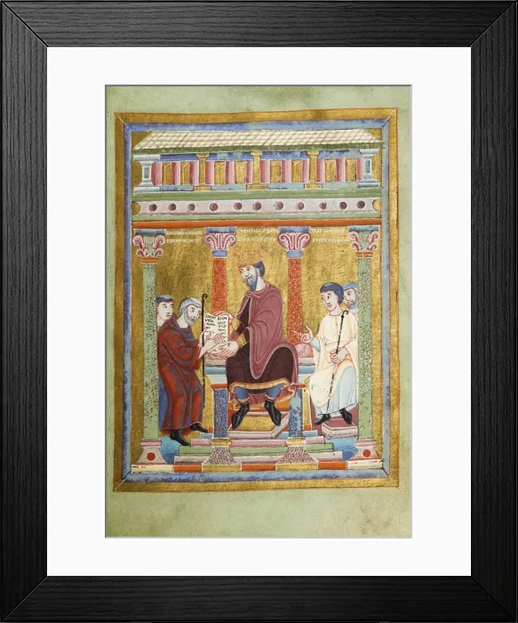 Framed Print : Henry III, Holy Roman Emperor (Evangelarium for Henry III), 1039?1043. Artist: Anonymous Framed Print : Henry III, Holy Roman Emperor (Evangelarium for Henry III), 1039?1043. Artist: Anonymous