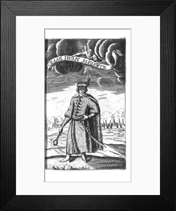 Framed Print : Tsar Ivan V Alexeyevich (from Georg Adam Schleissing Derer beyden Czaaren in Reussland Iwan und Peter Alexewiz), 1693. Artist: Anonymous Framed Print : Tsar Ivan V Alexeyevich (from Georg Adam Schleissing Derer beyden Czaaren in Reussland Iwan und Peter Alexewiz), 1693. Artist: Anonymous