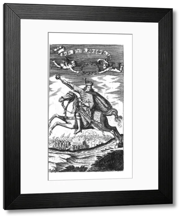 Framed Print : Tsar Peter I Alexeyevich (from Georg Adam Schleissing Derer beyden Czaaren in Reussland Iwan und Peter Alexewiz), 1693. Artist: Anonymous Framed Print : Tsar Peter I Alexeyevich (from Georg Adam Schleissing Derer beyden Czaaren in Reussland Iwan und Peter Alexewiz), 1693. Artist: Anonymous