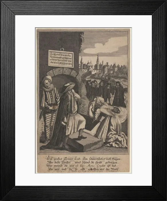 Framed Print : Allegory on the Death of Credit, Early 18th cen Artist: Anonymous Framed Print : Allegory on the Death of Credit, Early 18th cen Artist: Anonymous
