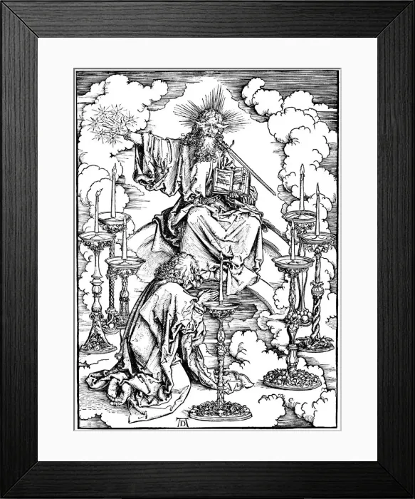 Framed Print : St Johns Vision of Christ and the Seven Candlesticks (From The Apocalypse), c. 1497. Artist: Durer, Albrecht (1471-1528) Framed Print : St Johns Vision of Christ and the Seven Candlesticks (From The Apocalypse), c. 1497. Artist: Durer, Albrecht (1471-1528)