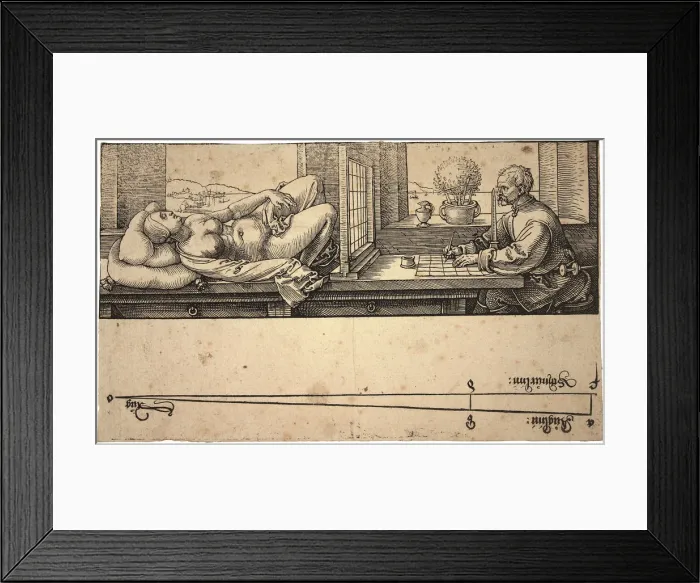 Framed Print : Artist Drawing a Nude with Perspective Device, 1538. Artist: Durer, Albrecht (1471-1528) Framed Print : Artist Drawing a Nude with Perspective Device, 1538. Artist: Durer, Albrecht (1471-1528)